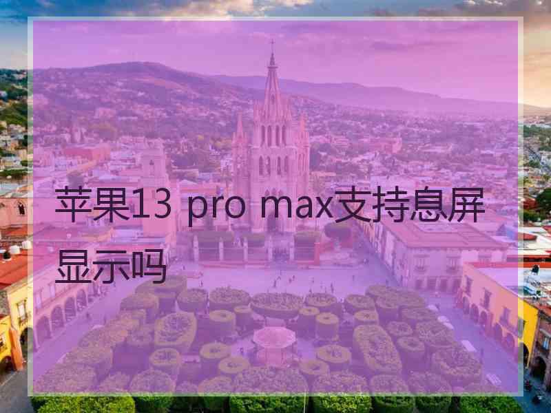 苹果13 pro max支持息屏显示吗