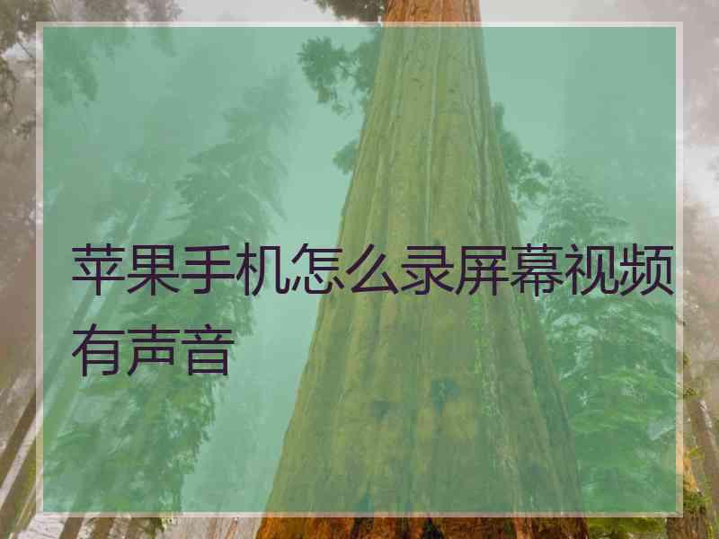 苹果手机怎么录屏幕视频有声音