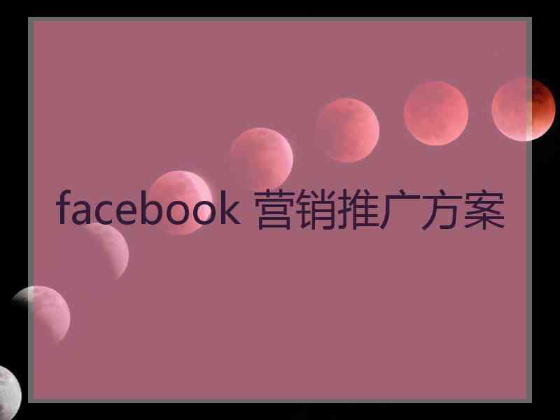 facebook 营销推广方案