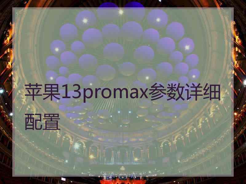 苹果13promax参数详细配置