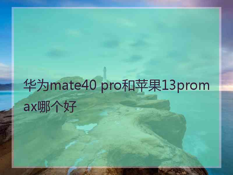 华为mate40 pro和苹果13promax哪个好