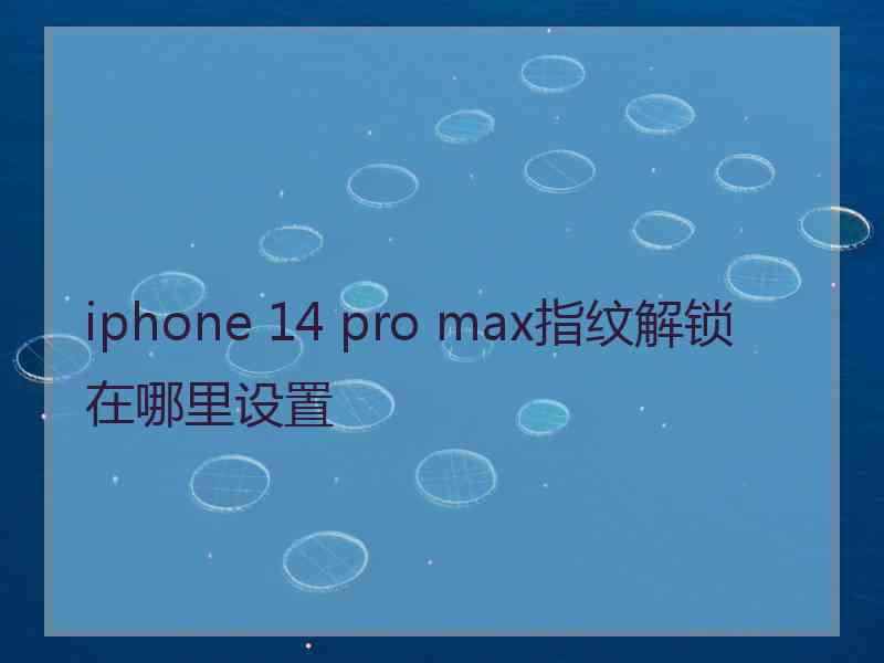 iphone 14 pro max指纹解锁在哪里设置