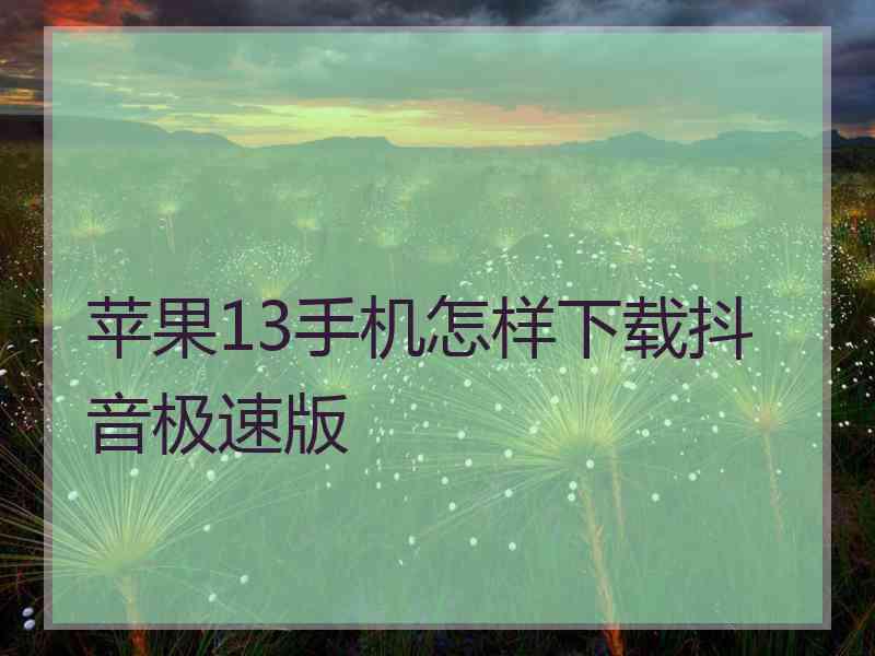 苹果13手机怎样下载抖音极速版