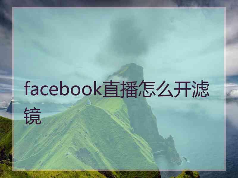 facebook直播怎么开滤镜