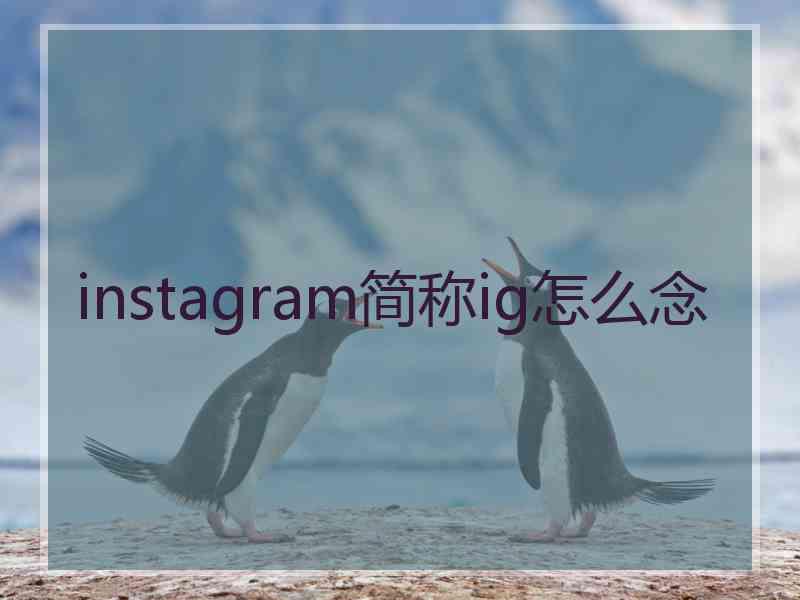 instagram简称ig怎么念