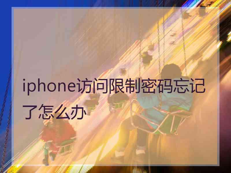 iphone访问限制密码忘记了怎么办