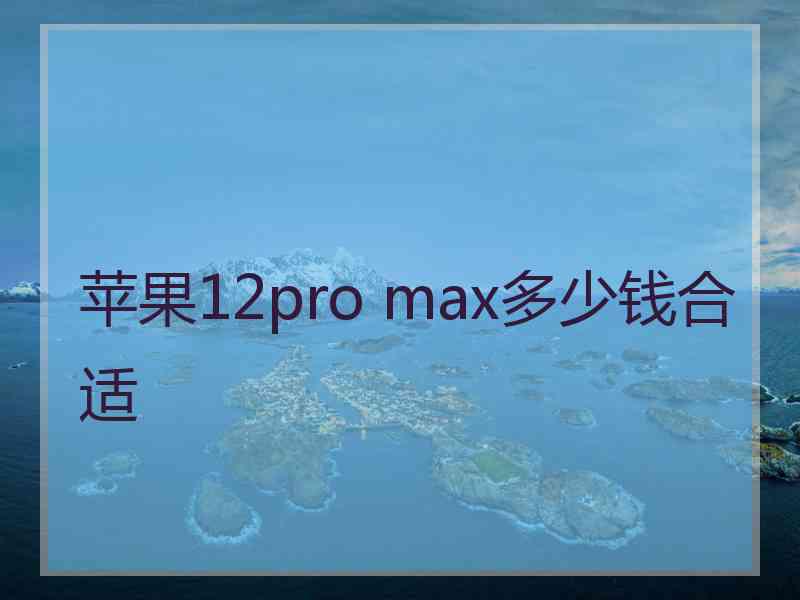 苹果12pro max多少钱合适