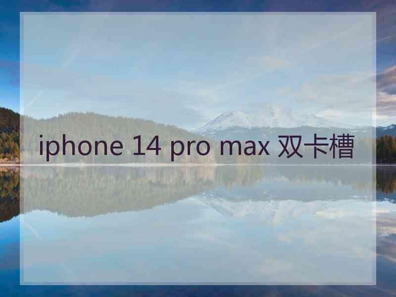 iphone 14 pro max 双卡槽