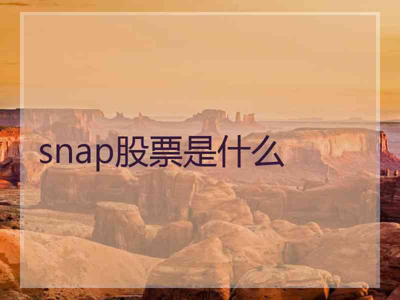 snap股票是什么