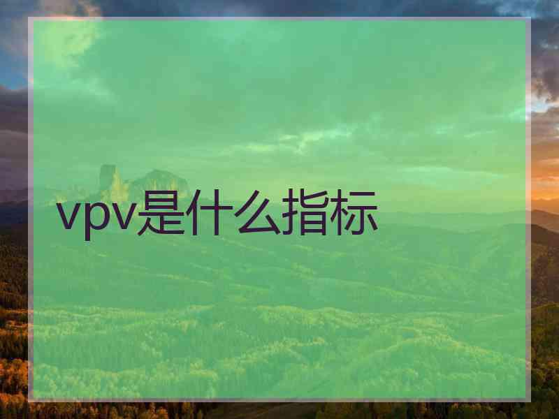 vpv是什么指标