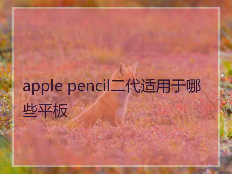 apple pencil二代适用于哪些平板