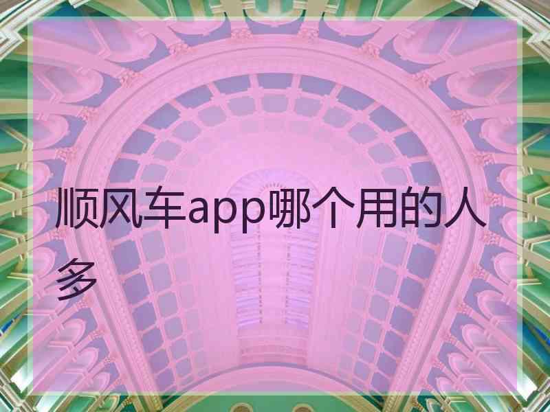 顺风车app哪个用的人多