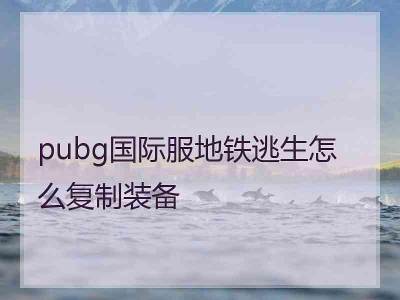 pubg国际服地铁逃生怎么复制装备