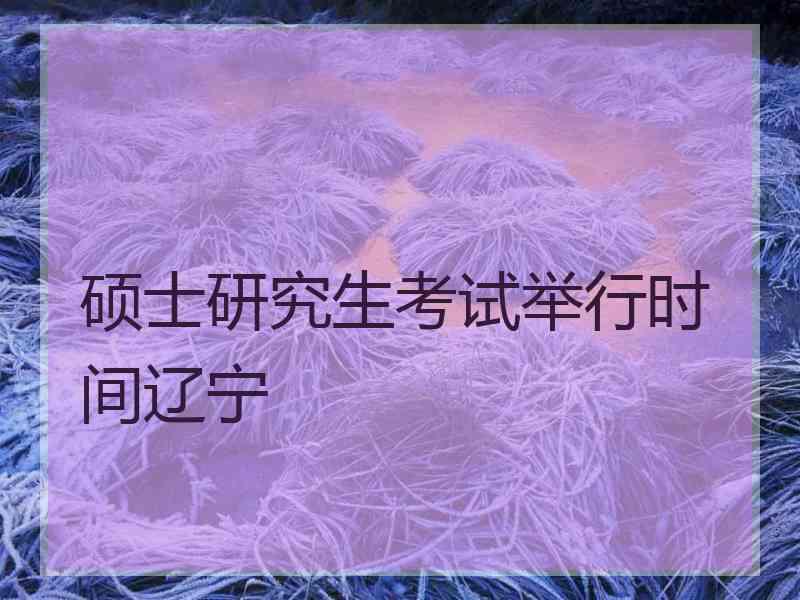 硕士研究生考试举行时间辽宁