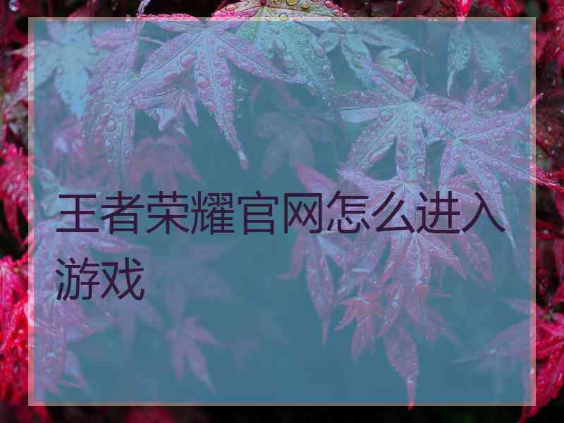 王者荣耀官网怎么进入游戏