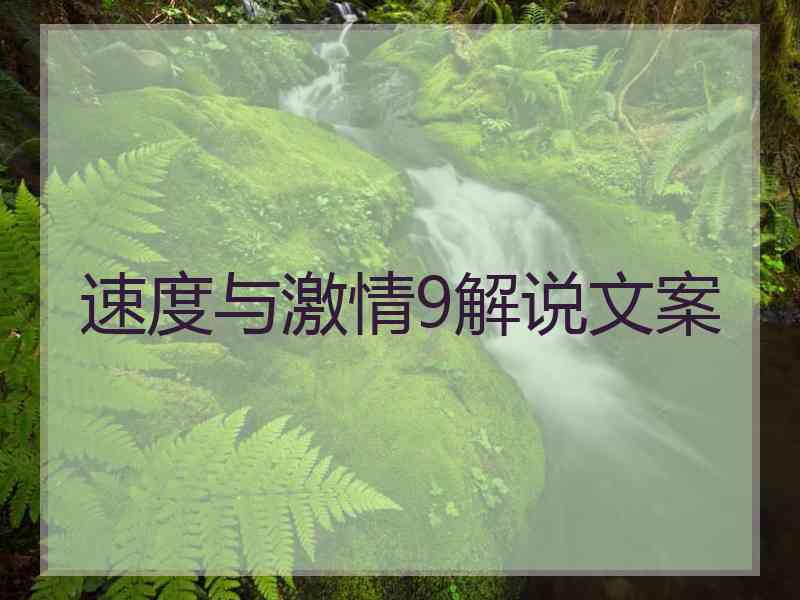 速度与激情9解说文案