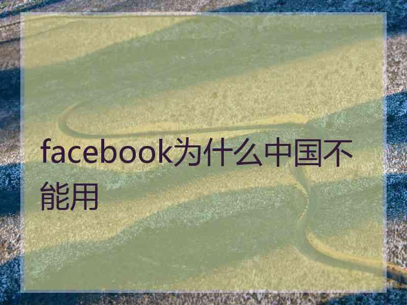 facebook为什么中国不能用