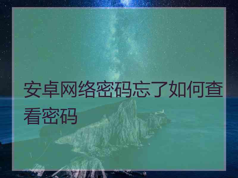 安卓网络密码忘了如何查看密码