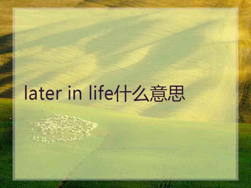 later in life什么意思