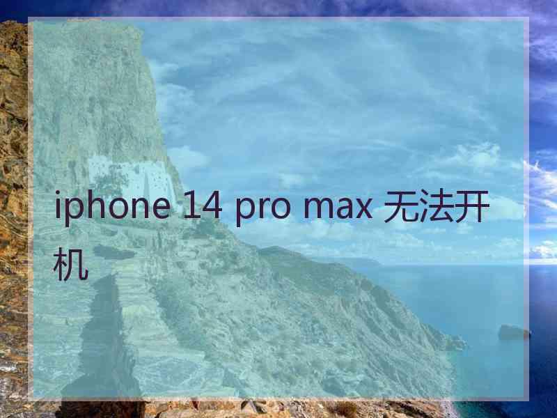 iphone 14 pro max 无法开机