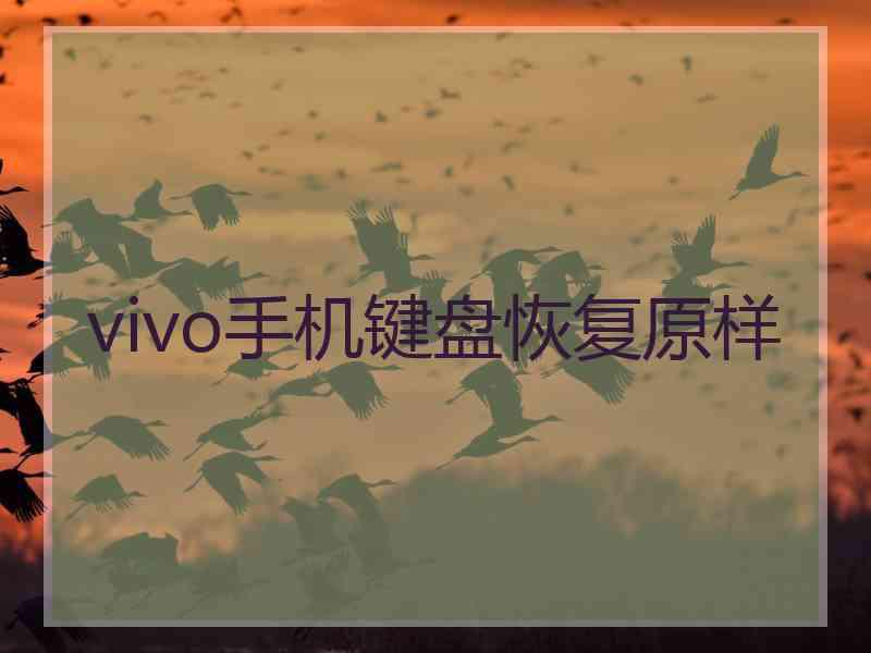 vivo手机键盘恢复原样