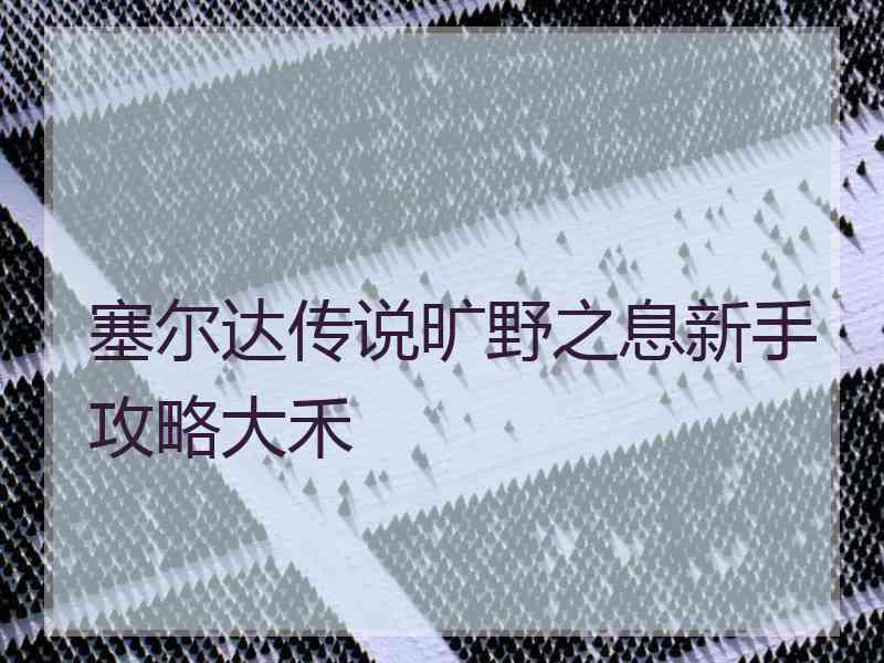 塞尔达传说旷野之息新手攻略大禾