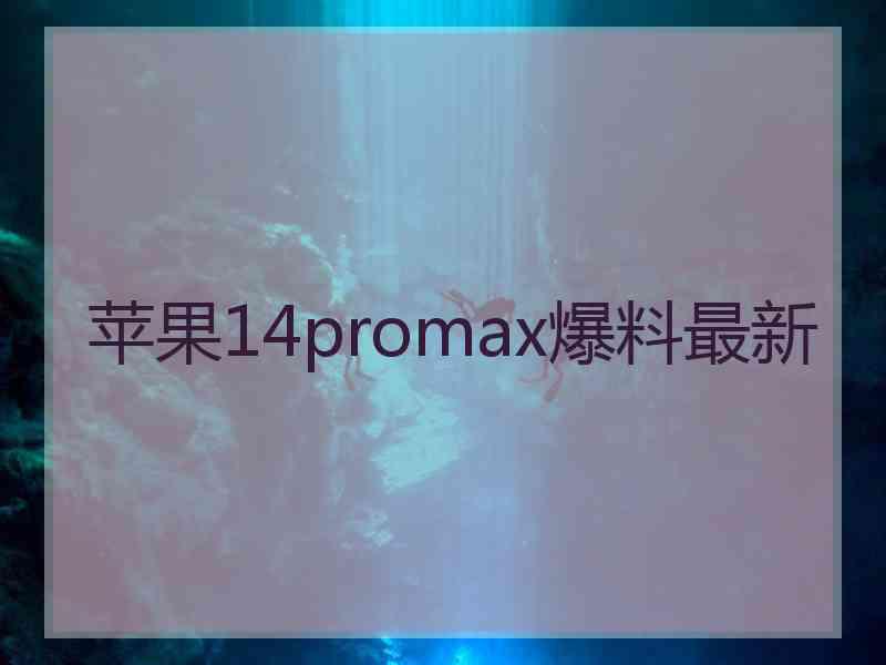 苹果14promax爆料最新