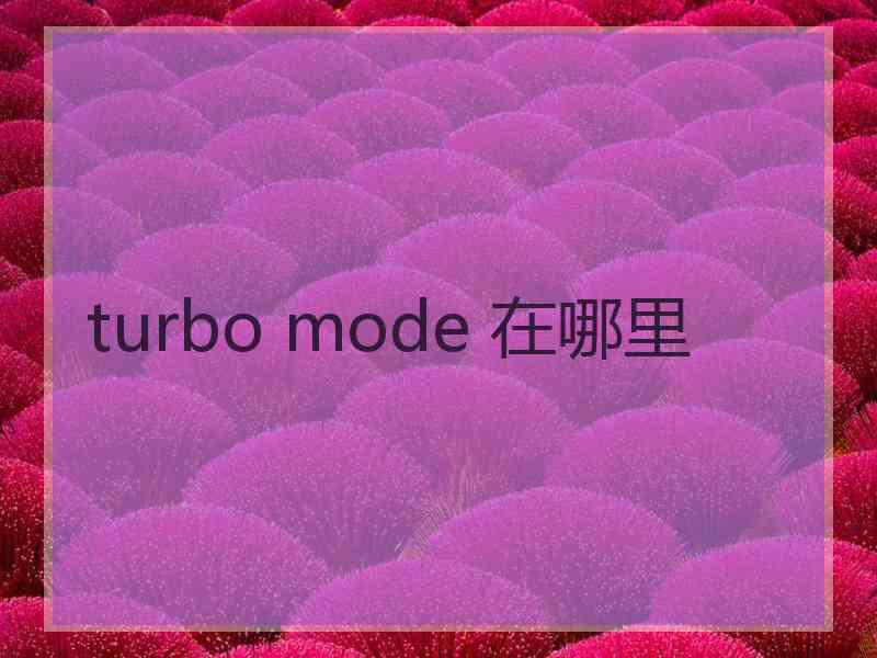 turbo mode 在哪里