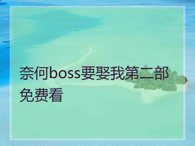 奈何boss要娶我第二部免费看