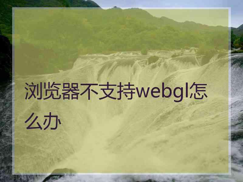 浏览器不支持webgl怎么办