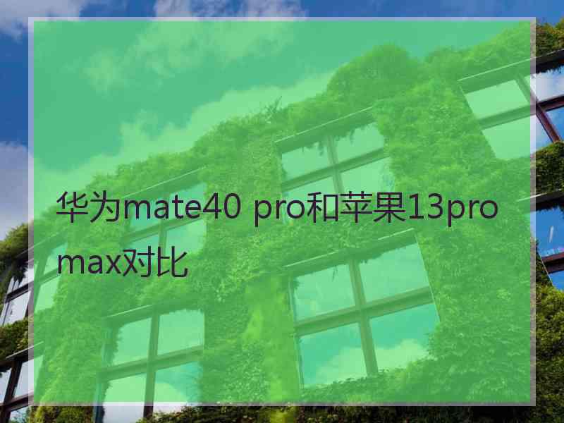 华为mate40 pro和苹果13promax对比