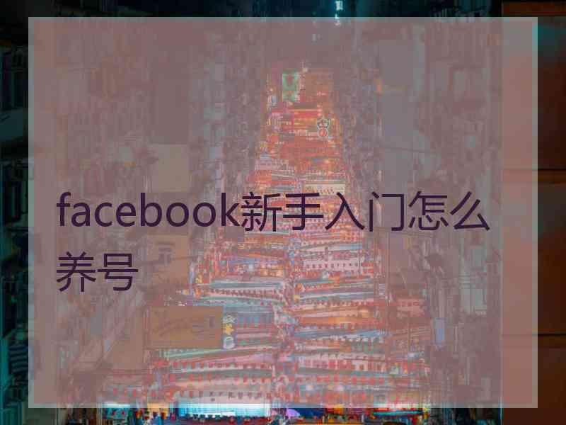 facebook新手入门怎么养号