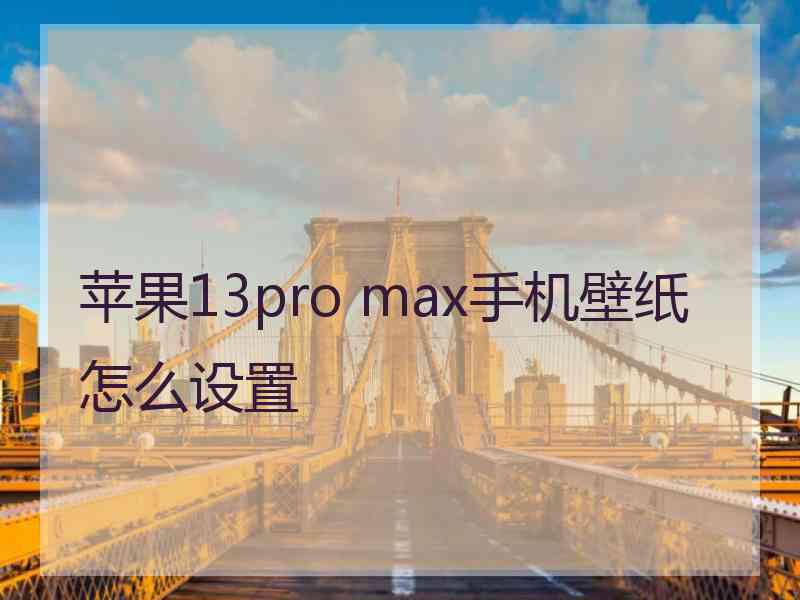 苹果13pro max手机壁纸怎么设置