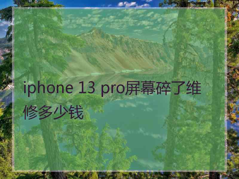 iphone 13 pro屏幕碎了维修多少钱