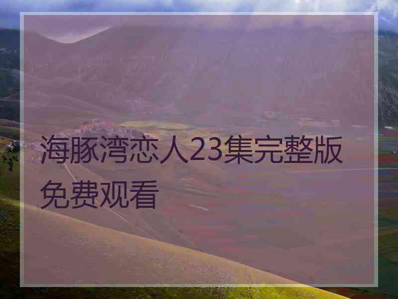 海豚湾恋人23集完整版免费观看