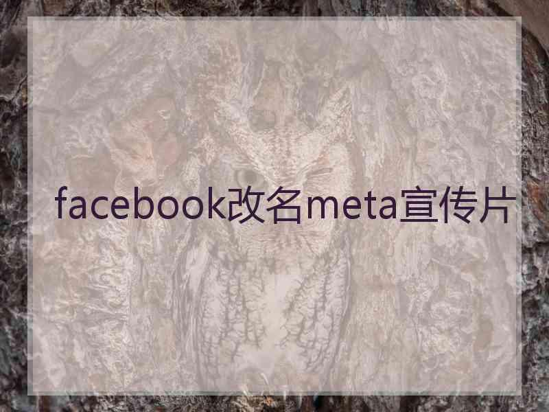 facebook改名meta宣传片