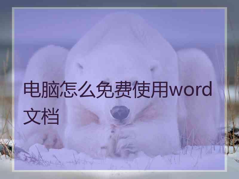 电脑怎么免费使用word文档