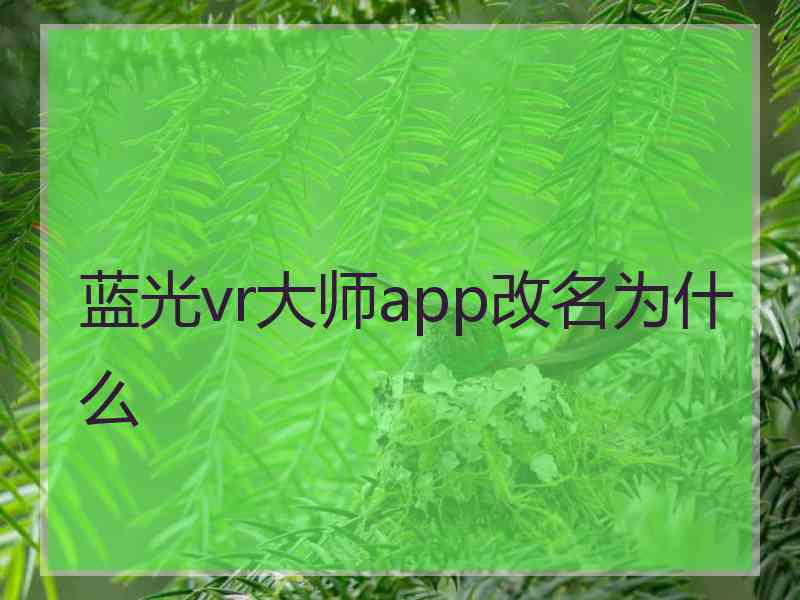 蓝光vr大师app改名为什么