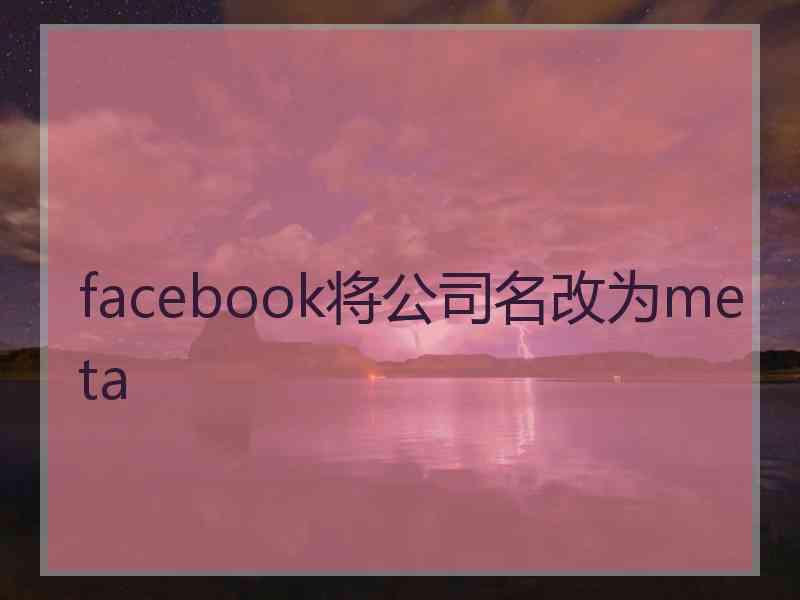 facebook将公司名改为meta