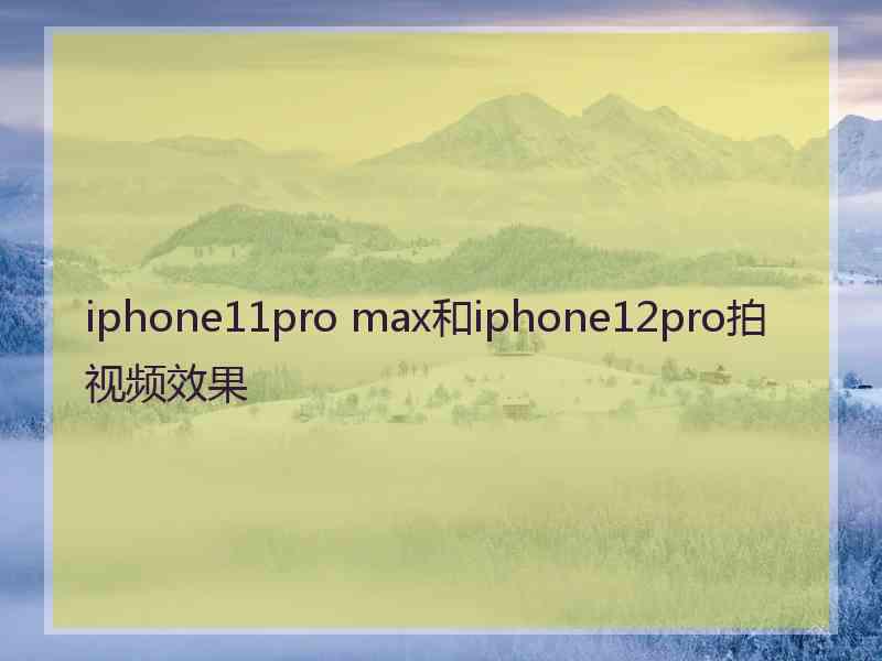 iphone11pro max和iphone12pro拍视频效果