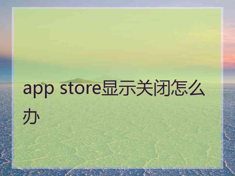 app store显示关闭怎么办