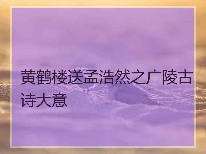 黄鹤楼送孟浩然之广陵古诗大意