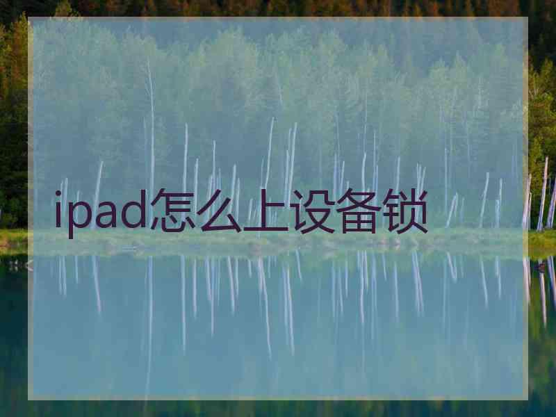 ipad怎么上设备锁