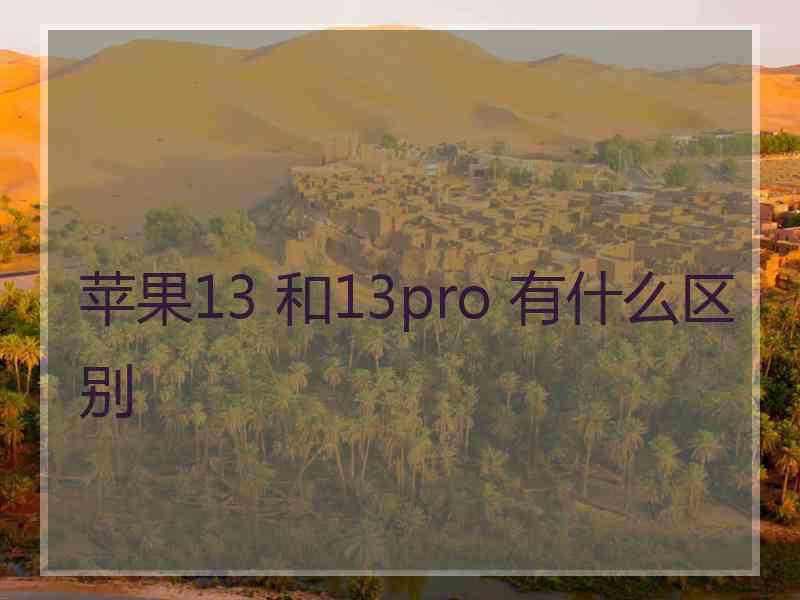 苹果13 和13pro 有什么区别