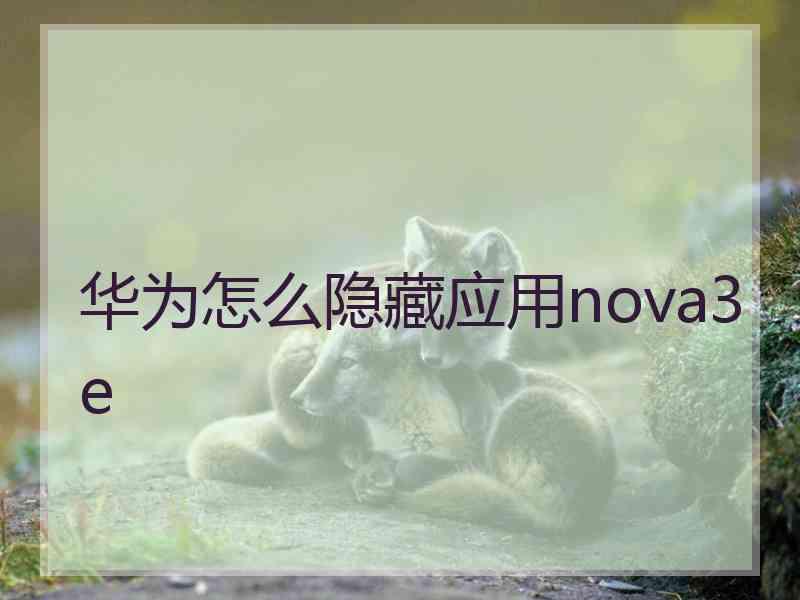 华为怎么隐藏应用nova3e