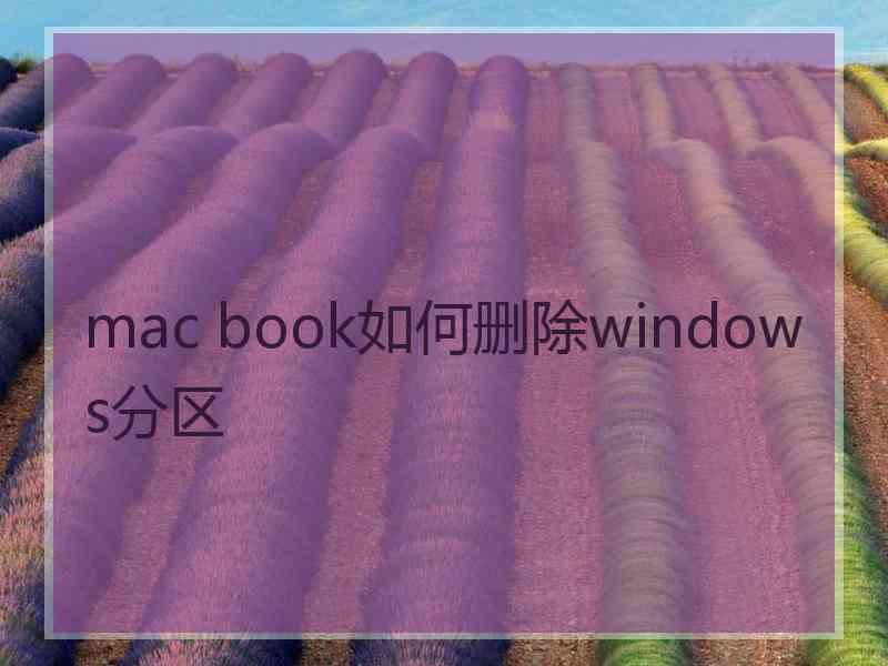 mac book如何删除windows分区