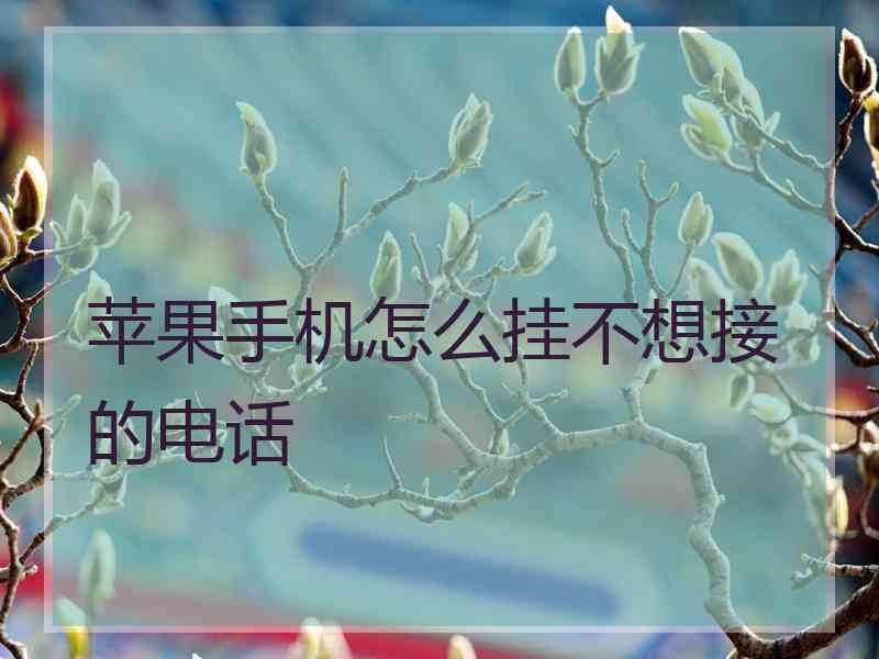 苹果手机怎么挂不想接的电话