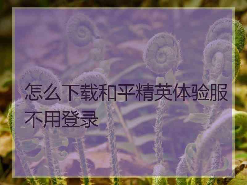 怎么下载和平精英体验服不用登录