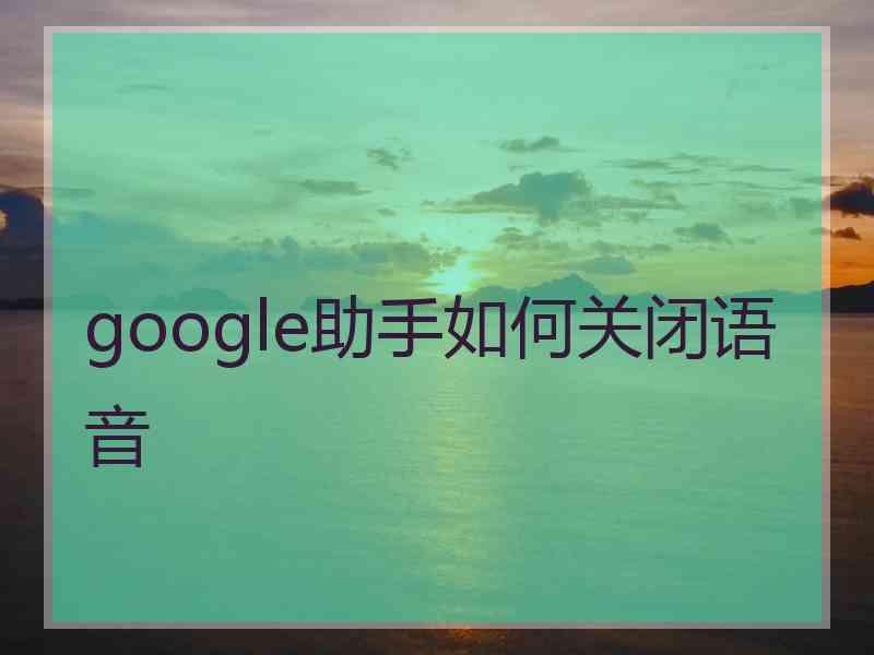 google助手如何关闭语音