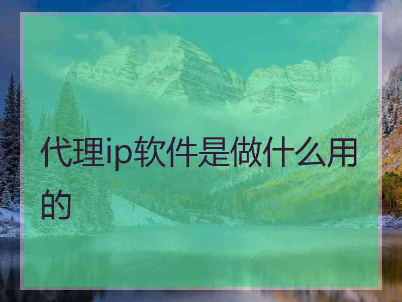 代理ip软件是做什么用的